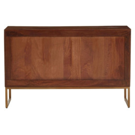Ridge Brown Mango Wood Herringbone Medium Sideboard, 120cm W with 2 Doors and 3 Drawers - thumbnail 3