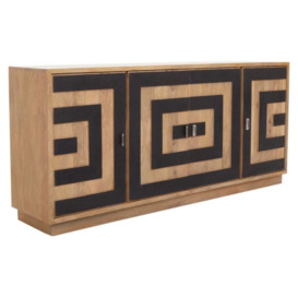 Montreal Black and Natural Mango Wood Extra Large Sideboard, 200cm W with 4 Doors - thumbnail 3