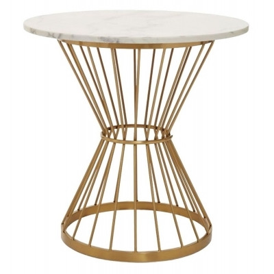 Cavalier White Marble and Gold Hourglass Base Dining Table, 70cm Seats 2 Diners Round Top - image 1