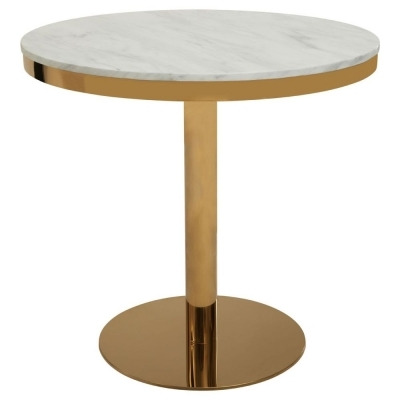 Prairie White Marble and Gold Dining Table, 80cm Seats 2 Diners Round Top - image 1