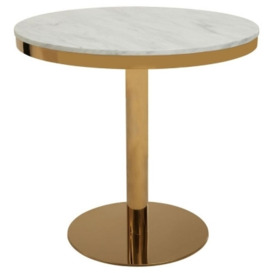 Prairie White Marble and Gold Dining Table, 80cm Seats 2 Diners Round Top - thumbnail 1