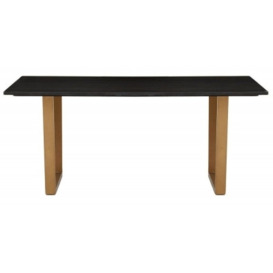 Simons Black Marble and Gold Dining Table, 180cm Seats 6 Diners Rectangular Top