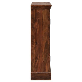 Maharani Sheesham DVD Cabinet, Indian Wood with Lattice Design - 2 Doors and 2 Shelves - thumbnail 3
