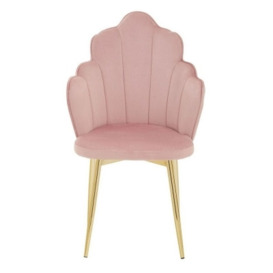 Buckle Pink Dining Chair, Velvet Fabric Upholstered with Gold Legs (Sold in Pairs)