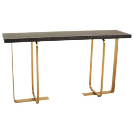 Dierks Oak Veneer and Gold Console Table - thumbnail 2