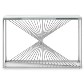 Eolia Glass Top and Silver Console Table - thumbnail 2