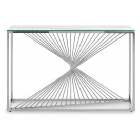 Eolia Glass Top and Silver Console Table - thumbnail 1