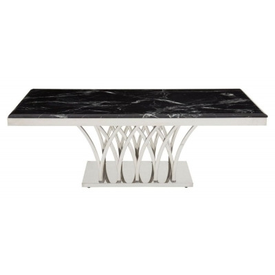 Kiel Black Marble Top and Silver Coffee Table - image 1