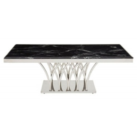 Kiel Black Marble Top and Silver Coffee Table