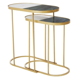 Harmoni Marble Top and Gold Industrial Side Table (Set of 2)