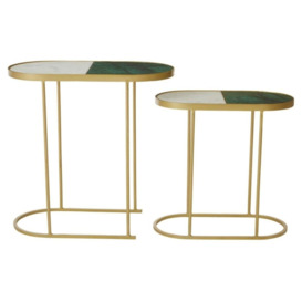 Higgston Marble Top and Gold Industrial Side Table (Set of 2) - thumbnail 2