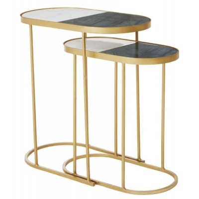 Higgston Marble Top and Gold Industrial Side Table (Set of 2) - image 1