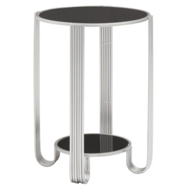Auxier Black Mirror and Silver Round End Table - thumbnail 2