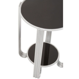 Auxier Black Mirror and Silver Round End Table - thumbnail 3