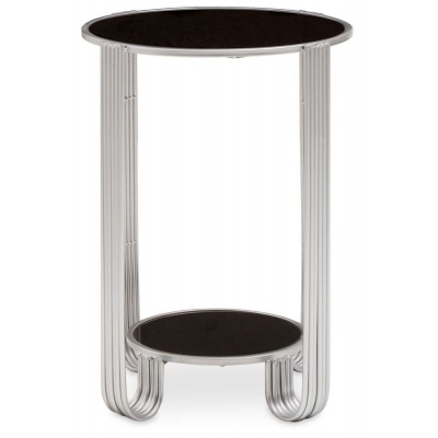Auxier Black Mirror and Silver Round End Table - image 1