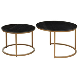 Alexis Black Marble Top and Gold Round Nest of Tables (Set of 2) - thumbnail 3
