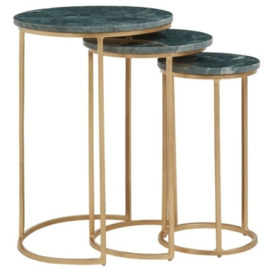 Acworth Green Marble Top and Gold Nest of Tables (Set of 3) - thumbnail 1