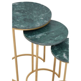 Acworth Green Marble Top and Gold Nest of Tables (Set of 3) - thumbnail 3