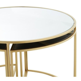 Verdi Mirrored Top and Gold Round Nest of Table Sets - thumbnail 3