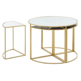 Verdi Mirrored Top and Gold Round Nest of Table Sets - thumbnail 2