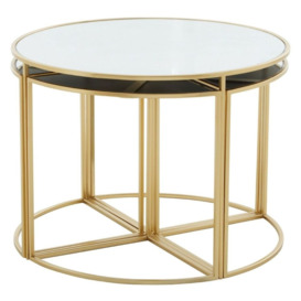 Verdi Mirrored Top and Gold Round Nest of Table Sets - thumbnail 2