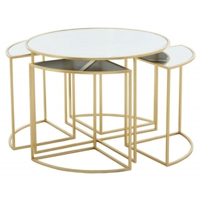 Verdi Mirrored Top and Gold Round Nest of Table Sets - image 1