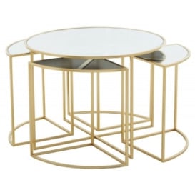 Verdi Mirrored Top and Gold Round Nest of Table Sets - thumbnail 1