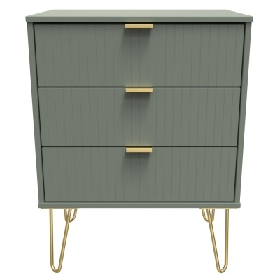 Linear Reed Green 3 Drawer Midi Chest with Hairpin Legs - image 1