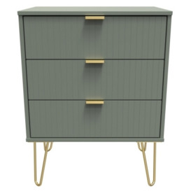 Linear Reed Green 3 Drawer Midi Chest with Hairpin Legs - thumbnail 1