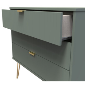 Linear Reed Green 3 Drawer Midi Chest with Hairpin Legs - thumbnail 2