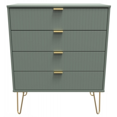 Linear Reed Green 4 Drawer Chest with Hairpin Legs - image 1
