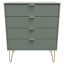 Linear Reed Green 4 Drawer Chest with Hairpin Legs - thumbnail 1