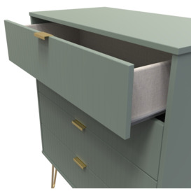 Linear Reed Green 4 Drawer Chest with Hairpin Legs - thumbnail 2