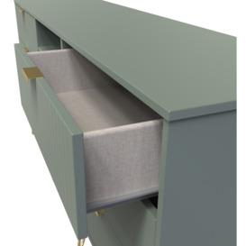 Linear Reed Green 6 Drawer TV Unit with Hairpin Legs - thumbnail 2