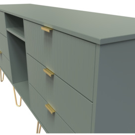 Linear Reed Green 6 Drawer TV Unit with Hairpin Legs - thumbnail 3