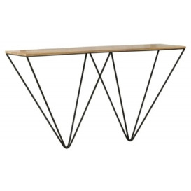 Clearance - Cosgrove Industrial Chic Console Table - Mango Wood with Black Metal Hairpin Legs - thumbnail 1