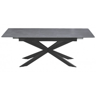 Azzurra Sintered Stone Grey Dining Table, 160cm-200cm Seats 6 to 8 Diners Extending Rectangular Top with Black Metal Spider Legs - image 1