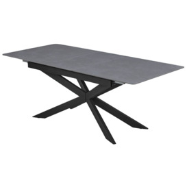 Azzurra Sintered Stone Grey Dining Table, 160cm-200cm Seats 6 to 8 Diners Extending Rectangular Top with Black Metal Spider Legs - thumbnail 2