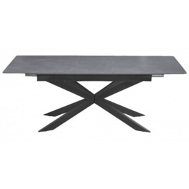 Azzurra Sintered Stone Grey Dining Table, 160cm-200cm Seats 6 to 8 Diners Extending Rectangular Top with Black Metal Spider Legs - thumbnail 1