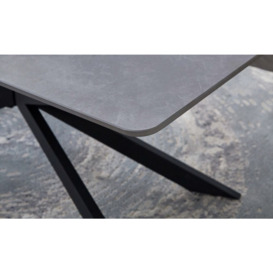 Azzurra Sintered Stone Grey Dining Table, 160cm-200cm Seats 6 to 8 Diners Extending Rectangular Top with Black Metal Spider Legs - thumbnail 3