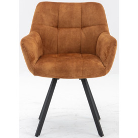 Jade Rust Dining Armchair, Velvet Fabric Upholstered (Sold in Pairs) - thumbnail 1
