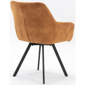 Jade Rust Dining Armchair, Velvet Fabric Upholstered (Sold in Pairs) - thumbnail 3
