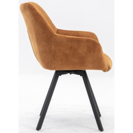 Jade Rust Dining Armchair, Velvet Fabric Upholstered (Sold in Pairs) - thumbnail 2