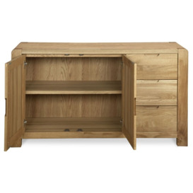 Brice Oak Medium Sideboard, 140cm W with 2 Doors and 3 Drawers - thumbnail 2