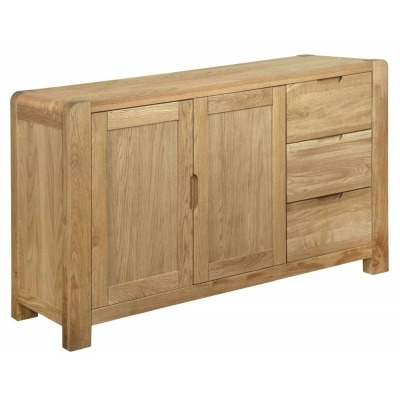 Brice Oak Sideboard, 140cm W with 2 Doors and 3 Drawers - image 1