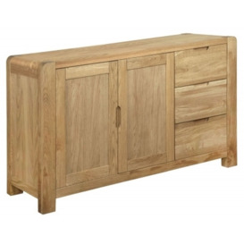 Brice Oak Sideboard, 140cm W with 2 Doors and 3 Drawers - thumbnail 1