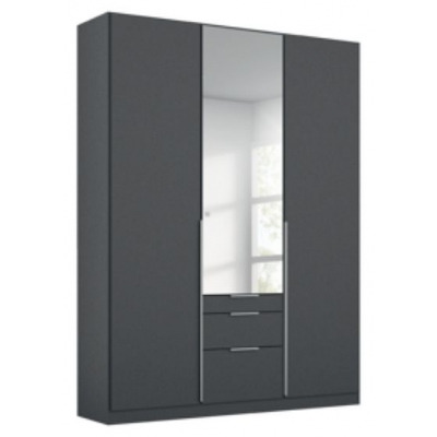 Alabama Metallic Grey 3 Door 3 Drawer Combi Wardrobe with 1 Mirror Front - 136cm - image 1