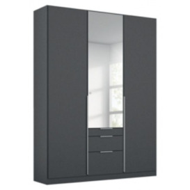Alabama Metallic Grey 3 Door 3 Drawer Combi Wardrobe with 1 Mirror Front - 136cm