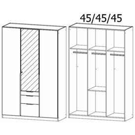 Alabama Metallic Grey 3 Door 3 Drawer Combi Wardrobe with 1 Mirror Front - 136cm - thumbnail 2