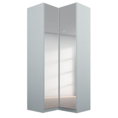 Alabama Silk Grey 2 Door Corner Wardrobe with Mirror Front - 100cm - image 1